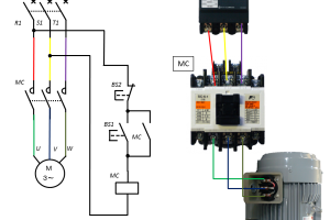 電磁接触器、主回路の接続写真
