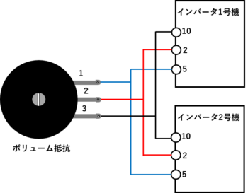 ボリューム抵抗を並列接続で同時操作