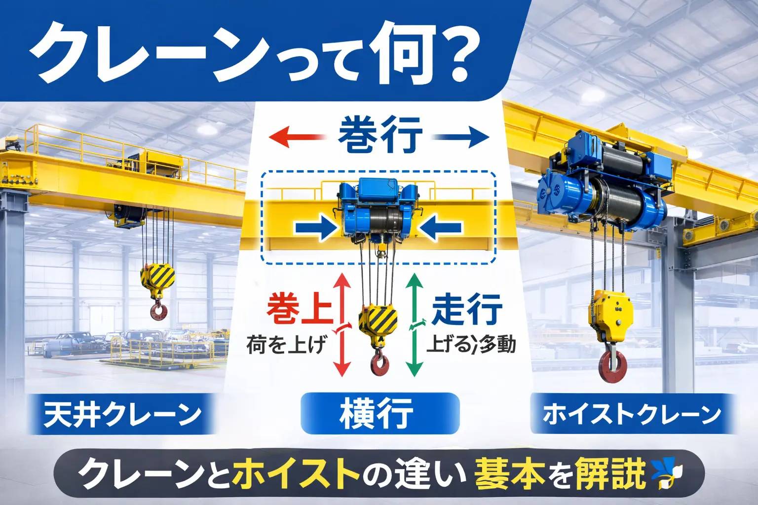 クレーンとホイストの基礎知識｜天井クレーンの構成・点検・資格が