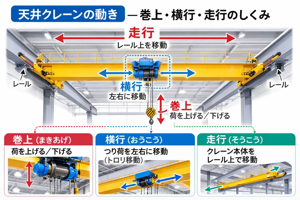 クレーンとホイストの基礎知識|天井クレーンの構成・点検・資格が クレーンとホイストの基礎知識|天井クレーンの構成・点検・資格が
